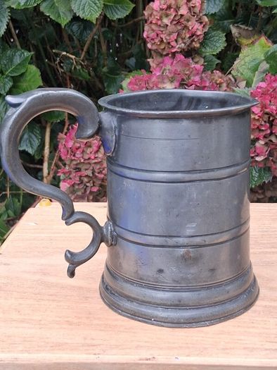 Victorian Large Pewter Tankard and Irish Pub Gill Measure