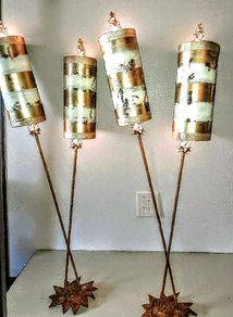Pair of custom made slate foot standard lamps