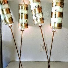 Pair of custom made slate foot standard lamps