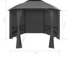 Garden Marquee Pavilion Tent with Curtains Hexagonal 360x265 cm