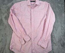Polo Ralph Lauren Shirt Mens S Pink Micro Check Long Sleeve Regular Fit