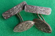 Antique Cufflinks engraved design, antique. Oval fronts  gilt,  c1900.