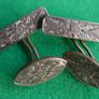 Antique Cufflinks engraved design, antique. Oval fronts  gilt,  c1900. Image 6