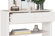 Console Table Drammen White 89.5 x 37 x 73 cm Solid Pine Wood