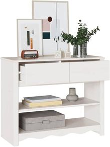 Console Table Drammen White 89.5 x 37 x 73 cm Solid Pine Wood
