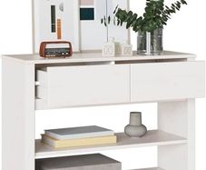 Console Table Drammen White 89.5 x 37 x 73 cm Solid Pine Wood