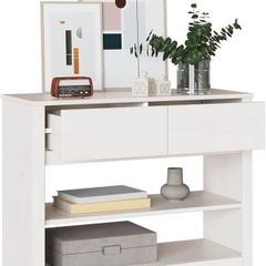 Console Table Drammen White 89.5 x 37 x 73 cm Solid Pine Wood