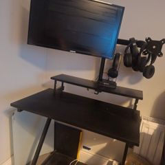 computer desk and monitor
