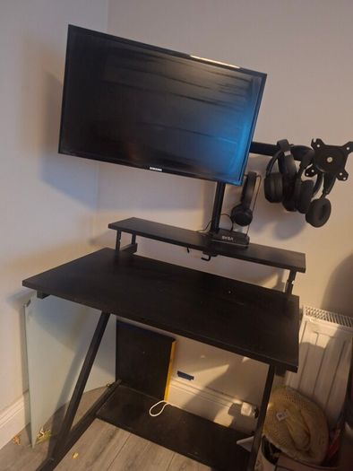 computer desk and monitor
