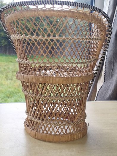 Vintage miniature wicker armchair in the "peacock" style
