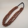 Vintage MultiStrand Yellow Brown Melon Shape Glass Beads Necklace 18 inches Long 9-10mm beads Image 2