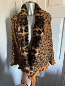 One size leopard print with fake fur cape Postage included