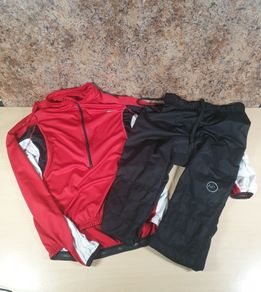Crane cycling clothes outfit padded pants leggings fleece long sleeve Jersey shirt  Size S small winter cycle wear