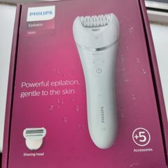 Philips Series 8000 Epilator, Wet and Dry Cordless Hair Removal for Legs and Body with 5 Accessories