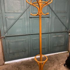 wooden coat rack with umbrella holder