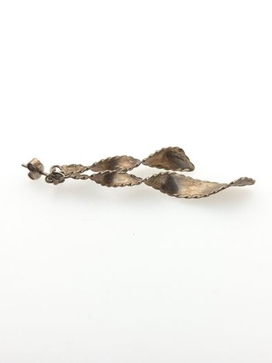 Vintage 925 Sterling Silver Twisted Leaf Stud Earrings