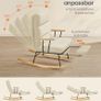 Rocking Chair Rubber Wood Feet Fleece Surface Rocking Armchair with 4 Adjustable Backrests Camel Brown Image 2