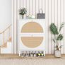 Slimline Rattan and White Shoe Storage Cabinets Image 2