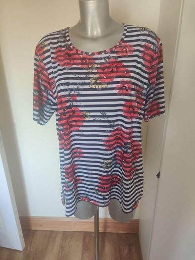 Maria Reich design striped floral top size UK18 EU46 Perfect condition Postage included