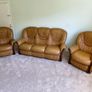 Matching Genuine Leather 3-Seater Sofa & 2 Armchairs Image 2