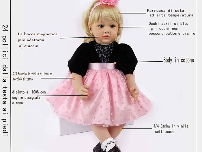 24 inch 60cm Reborn Dolls Girl Soft Silicone Vinyl Realistic Reborn Babies Handmade Newborn Baby Dolls Birthday Gifts for Ages 3+ Toys Gifts