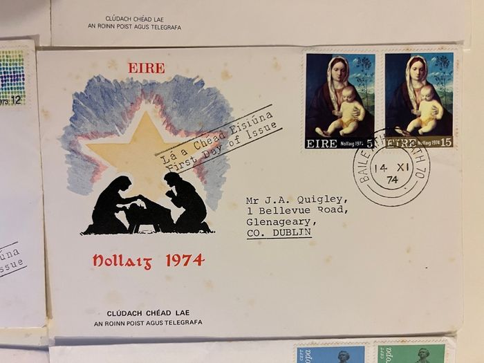 Irish 1970's FDC covers 9pcs envelopes