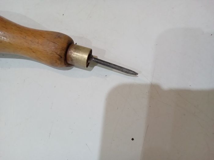 vintage tool Awl with brass collar