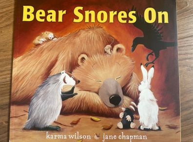 Book Bear snores on