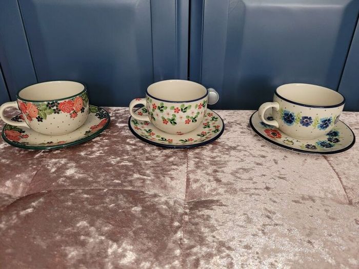 Boleslawiec pottery- cups and saucers
