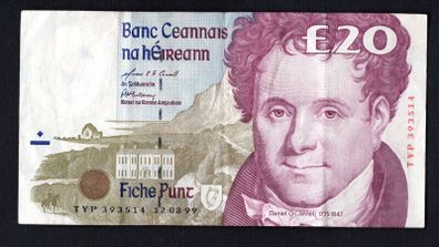 1999 Ireland IR20 Daniel O Connell Banknote Series C. Note issued 12/08/99. Serial number TYP393514