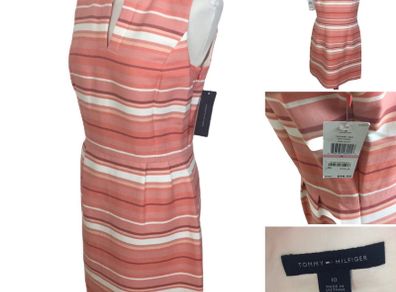 Brand New Tommy Hilfiger Ladies Orange Stripe Fitted Dress Us10 Uk 14 includes postage