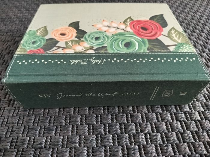 Holy Bible KJV large print Journal the Word deep teal floral cloth over board on3n3ss