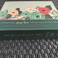 Holy Bible KJV large print Journal the Word deep teal floral cloth over board on3n3ss