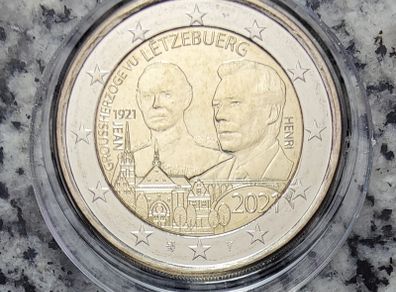 Luxembourg 2 Euro Base Metals Uncirculated Coin 2021 - Centenary of the Birth of Grand Duck Jean (Relief) - 2 Euro Commemorative Coin