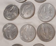 10 Irish 10pence coins