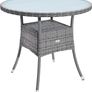 Garden Table Polyrattan Weatherproof Round Small 60 cm Grey Glass Table Top 80 kg Load Capacity Outdoor Patio Balcony Bistro Table Side Table Image 3