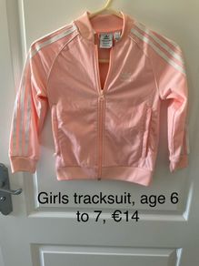 Girls adidas tracksuit, age 6 to 7