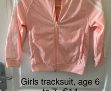 Girls adidas tracksuit, age 6 to 7