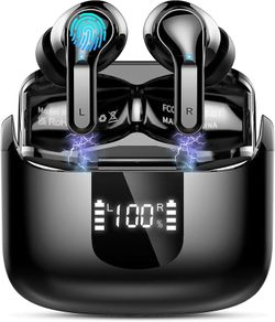 Wireless Headphones Bluetooth 5.4 Earbuds, 6D-Stereo 50+Hrs Earphones