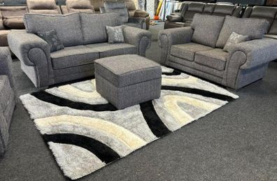 Kensington Grey Fabric Fullback Cushions Sofa