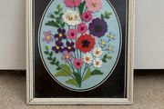 Vintage Felt Flowers Picture in frame