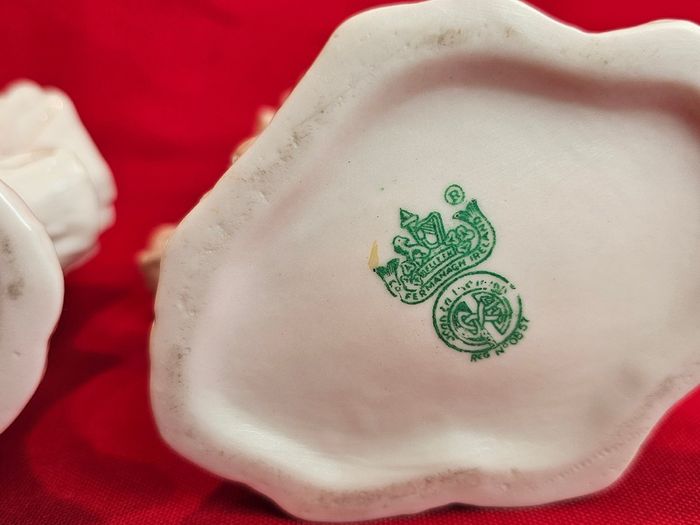 Pair of Belleek Tree Stump Vases (Spill Vases), 5th Mark, Ireland