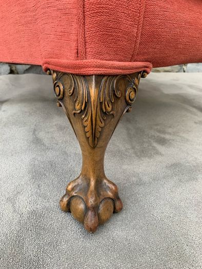 A pair of Chippendale Revival Country House wingback armchairs on Ball & Claw feet.