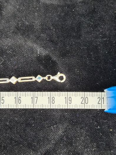 Eclipse Sterling Silver Link Bracelet Blue Clear CZ Boxed