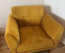 Mustard velvet armchair Michael Murphy