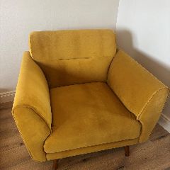 Mustard velvet armchair Michael Murphy
