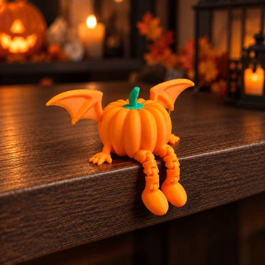 Articulated Winged Pumpkin - 3D - Decor - Fidget Toy