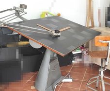 Antique Architectural Drawing table and Stool Made by UNIC of Paris and complete parallel bar and ruler