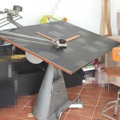 Antique Architectural Drawing table and Stool Made by UNIC of Paris and complete parallel bar and ruler