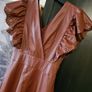 Zara Faux Midi Leather Dress Brown Maroon, XS Image 3